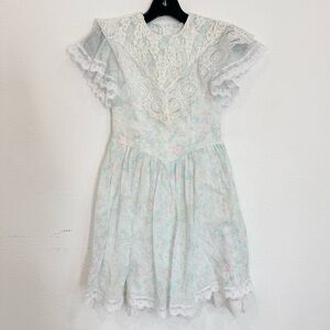 Vintage Jessica McClintock Gunne Sax Girls Size 8 Vintage Lace Floral Dress
